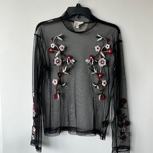 Mesh floral long sleeve
